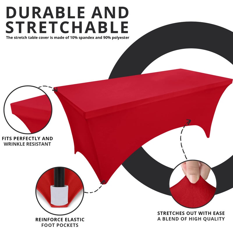 Utopia Kitchen Spandex Tablecloth 2 Pack [6FT, Red] Tight, Fitted, Washable and Wrinkle Resistant Stretch Table Cloth Rectangle Cover for Trade Show, Weddings & Parties [72Lx30Wx30H Inch] - Image 5